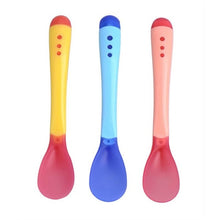 Load image into Gallery viewer, Baby Safety Temperature Sensing Silicone Spoon Non-slip Grip Soft Children Flatware Feeding Spoons Home Kids Feeding Supplies
