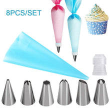 Load image into Gallery viewer, 1/8PCS Pastry Nozzles with Pastry Bag for Cream Cake Decorating Icing Piping Confectionery Baking Tools Baking Accessories
